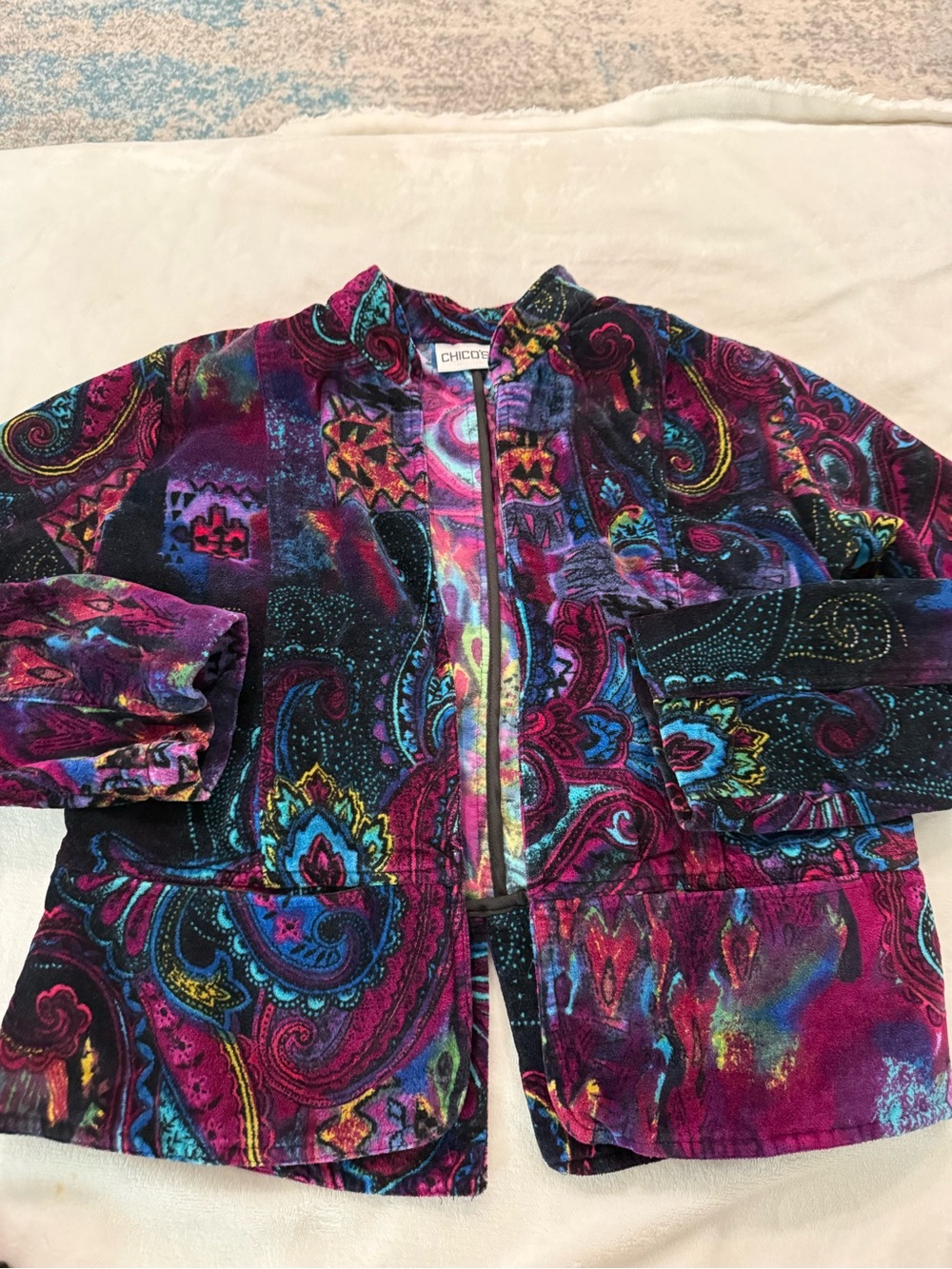 Chicos 1 Size Medium Velvet Colorful Jacket EB2